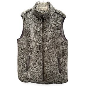 Thread & Supply Womens Gray Full Zip Sleeveless Sherpa Vest Size Large